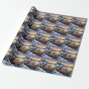 Greater Swiss Mountain Dog Christmas Boat Holiday Wrapping Paper