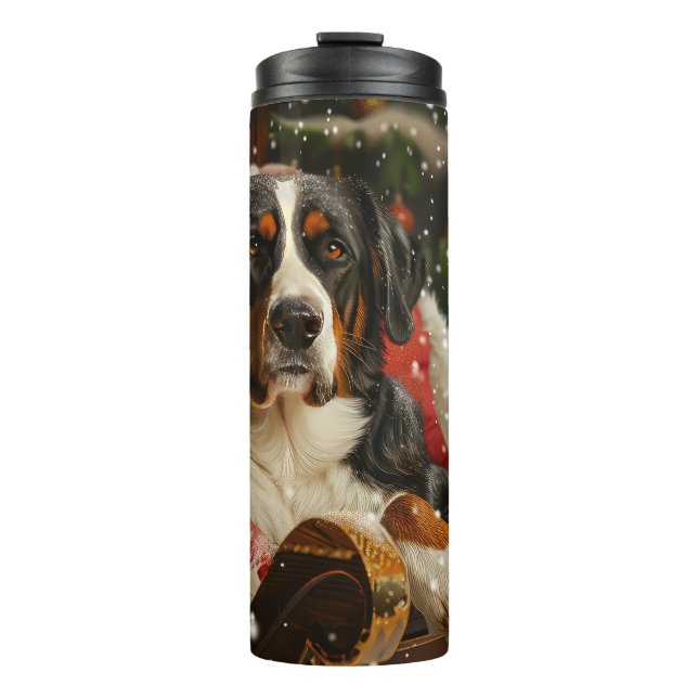 Greater Swiss Mountain Dog Christmas Festive Thermal Tumbler (Front)