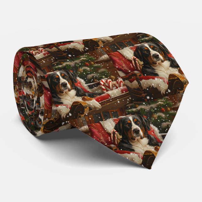 Greater Swiss Mountain Dog Christmas Festive Tie (Rolled)