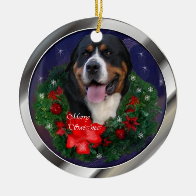 Greater Swiss Mountain Dog Christmas Ornament (Front)