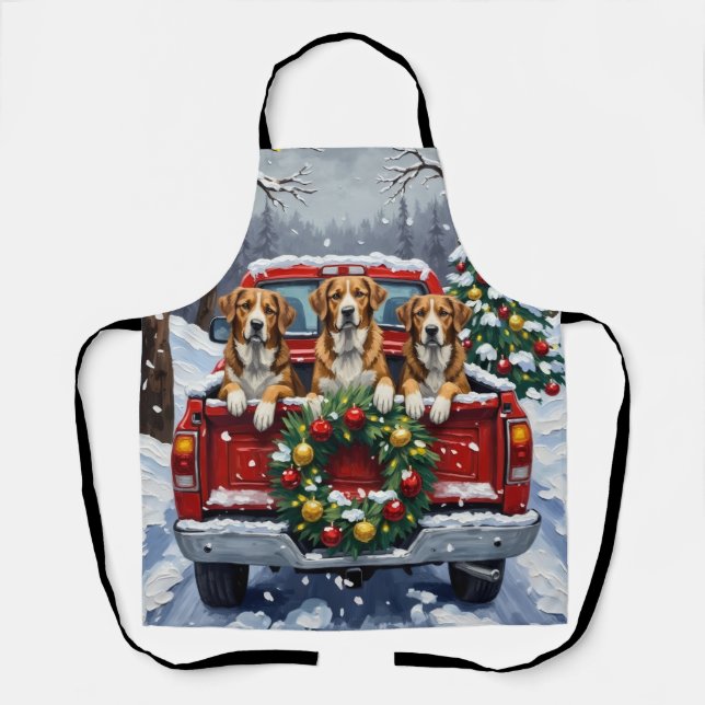 Greater Swiss Mountain Dog Christmas Red Truck Apron (Front)