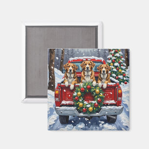 Greater Swiss Mountain Dog Christmas Red Truck Magnet