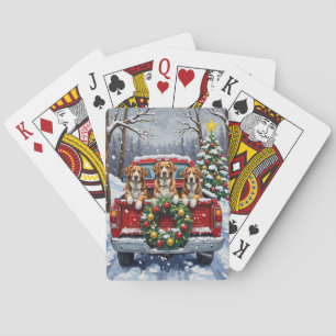 Greater Swiss Mountain Dog Christmas Red Truck Playing Cards
