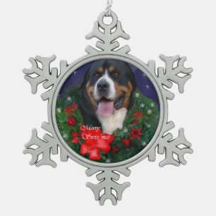 Greater Swiss Mountain Dog Christmas Snowflake Pewter Christmas Ornament