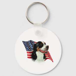 Greater Swiss Mountain Dog Flag Key Ring