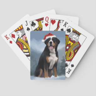 Greater Swiss Mountain Dog in Snow Christmas Playing Cards