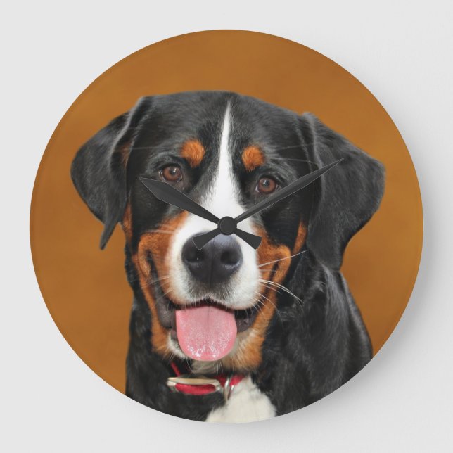 Greater Swiss Mountain Dog Large Clock (Front)