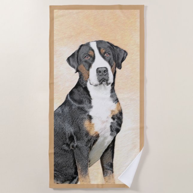Greater Swiss Mountain Dog Painting - Original Art Beach Towel (Front)