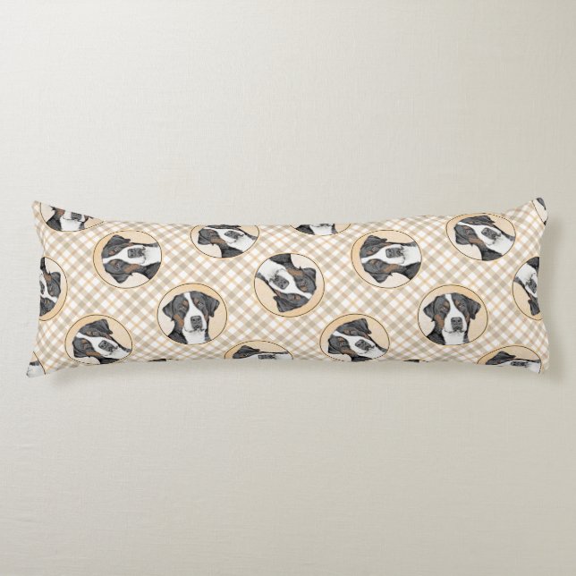 Greater Swiss Mountain Dog Painting Original Art Body Cushion (Front)