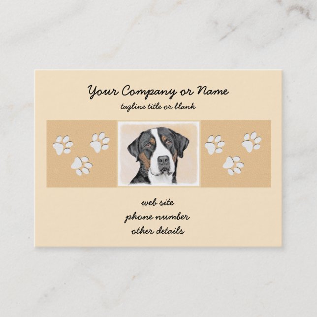 Greater Swiss Mountain Dog Painting - Original Art Business Card (Front)