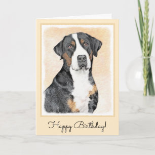Greater Swiss Mountain Dog Painting - Original Art Card