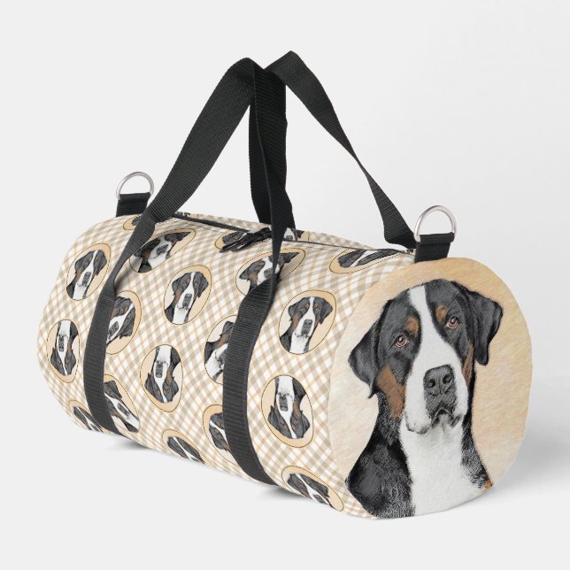 Greater Swiss Mountain Dog Painting Original Art Duffle Bag (Left Corner)