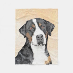 Greater Swiss Mountain Dog Painting - Original Art Fleece Blanket