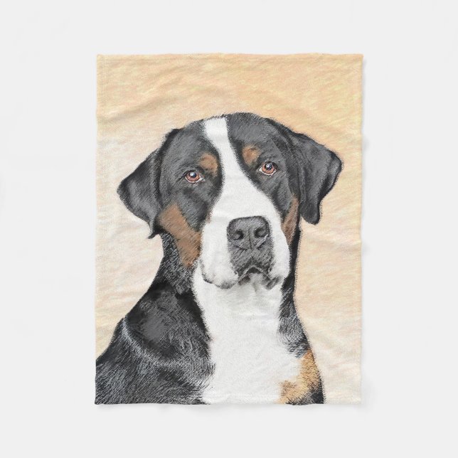 Greater Swiss Mountain Dog Painting - Original Art Fleece Blanket (Front)