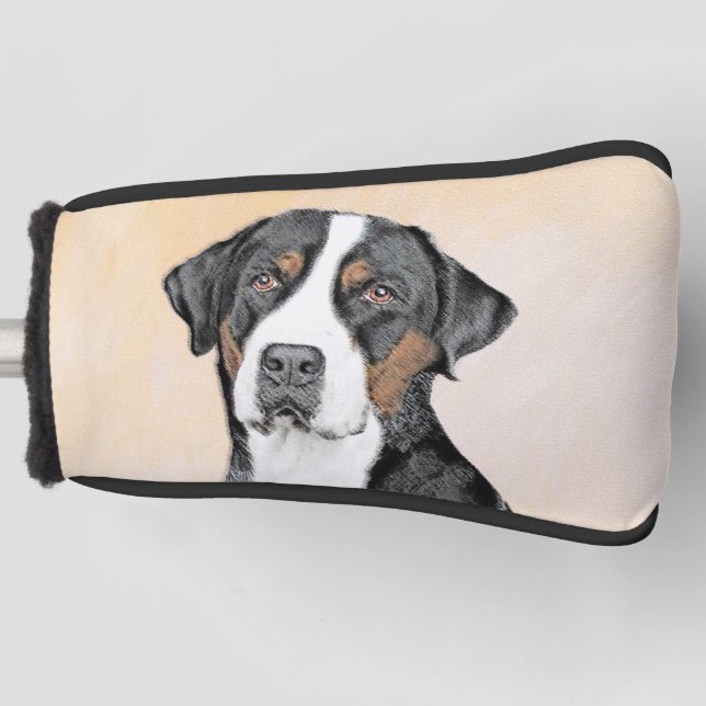 Greater Swiss Mountain Dog Painting - Original Art Golf Head Cover (Front)