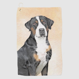 Greater Swiss Mountain Dog Painting - Original Art Golf Towel