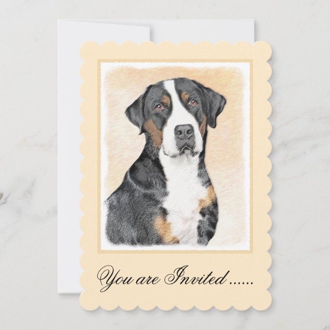 Greater Swiss Mountain Dog Painting - Original Art Invitation (Front)