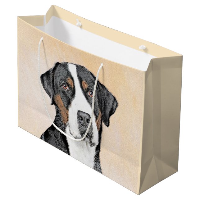 Greater Swiss Mountain Dog Painting - Original Art Large Gift Bag (Front Angled)