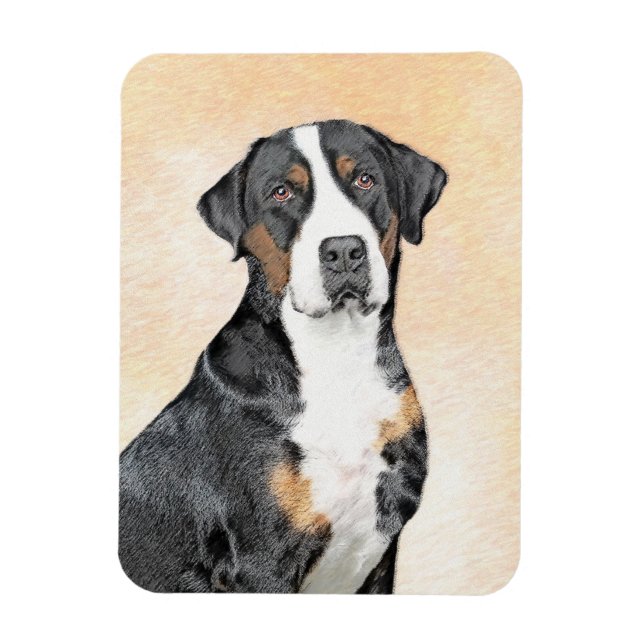 Greater Swiss Mountain Dog Painting - Original Art Magnet (Vertical)