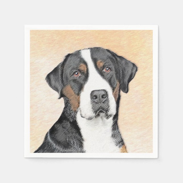 Greater Swiss Mountain Dog Painting - Original Art Napkin (Front)