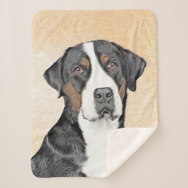 Greater Swiss Mountain Dog Painting - Original Art Sherpa Blanket (Front)