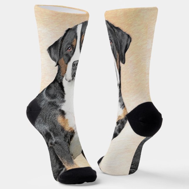 Greater Swiss Mountain Dog Painting - Original Art Socks (Angled)
