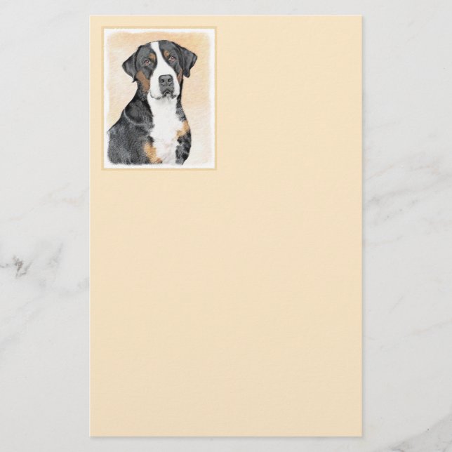 Greater Swiss Mountain Dog Painting - Original Art Stationery (Front)