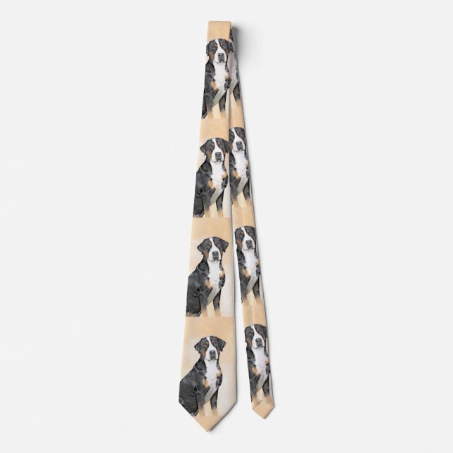 Greater Swiss Mountain Dog Painting - Original Art Tie (Front)