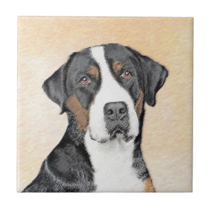 Greater Swiss Mountain Dog Painting - Original Art Tile