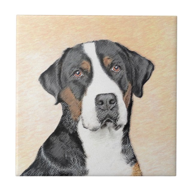 Greater Swiss Mountain Dog Painting - Original Art Tile (Front)