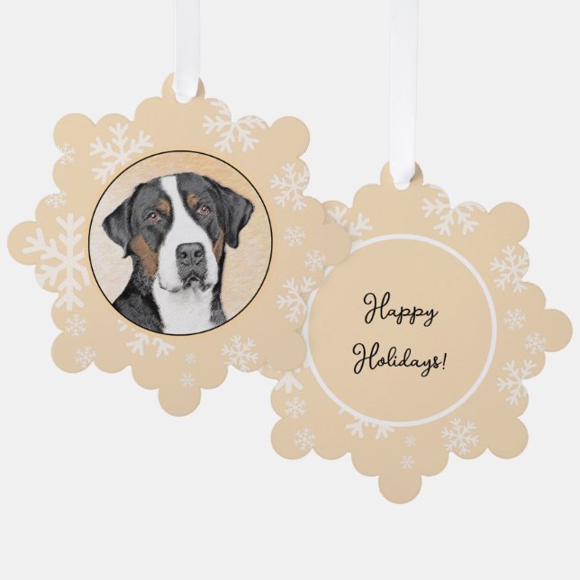 Greater Swiss Mountain Dog Painting - Original Art Tree Decoration Card (Front/Back)