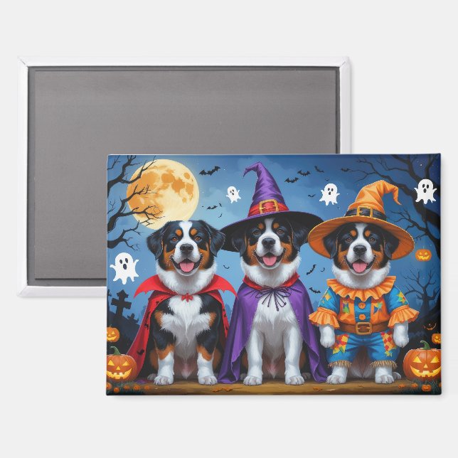 Greater Swiss Mountain Dog Pumpkin Halloween Funny Magnet (Front/Back)
