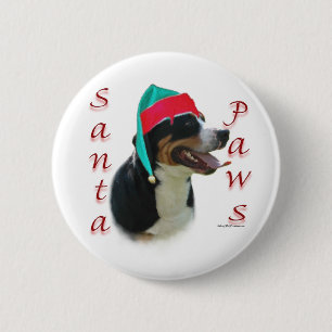 Greater Swiss Mountain Dog Santa Paws 6 Cm Round Badge