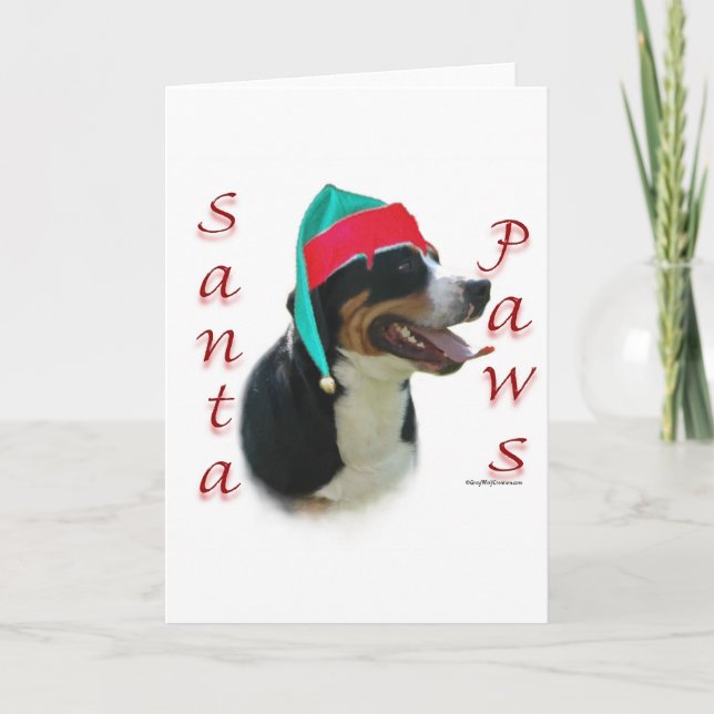 Greater Swiss Mountain Dog Santa Paws Holiday Card (Front)
