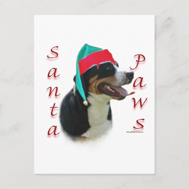 Greater Swiss Mountain Dog Santa Paws Holiday Postcard (Front)