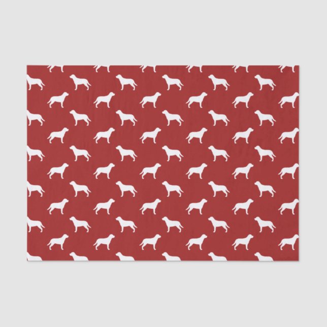 Greater Swiss Mountain Dog Silhouettes Pattern Red Tissue Paper (Front)