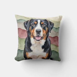 Greater Swiss Mountain Dog Watercolor Alpine Strip Cushion