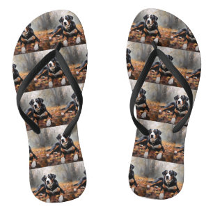 Greater Swiss Mountain in Autumn Leaves Fall Flip Flops