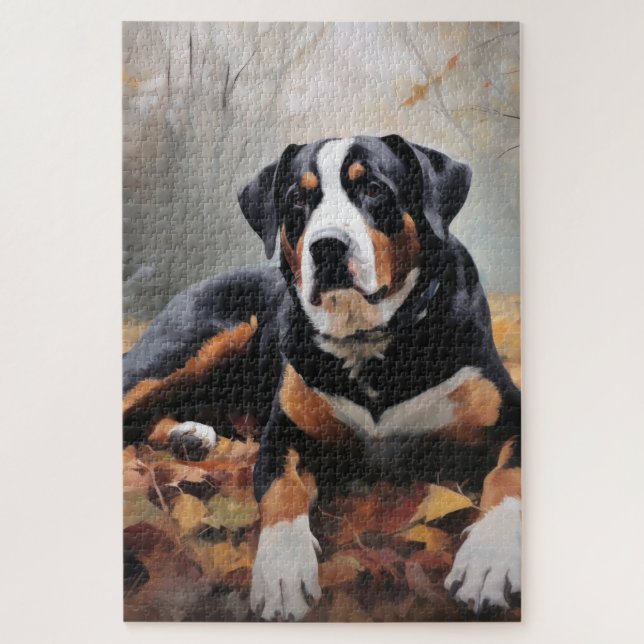 Greater Swiss Mountain  in Autumn Leaves Fall Jigsaw Puzzle (Vertical)