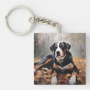 Greater Swiss Mountain  in Autumn Leaves Fall Key Ring