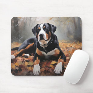 Greater Swiss Mountain in Autumn Leaves Fall Mouse Mat