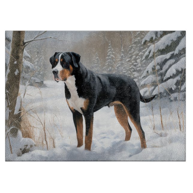 Greater Swiss Mountain Let It Snow Christmas Cutting Board (Front)