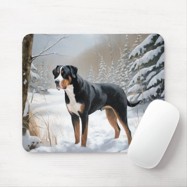Greater Swiss Mountain Let It Snow Christmas Mouse Mat (With Mouse)