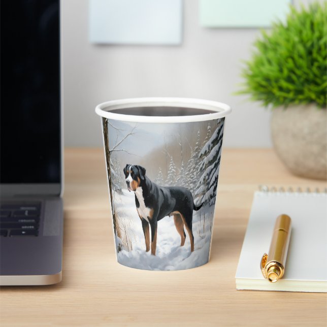 Greater Swiss Mountain Let It Snow Christmas Paper Cups (Insitu)