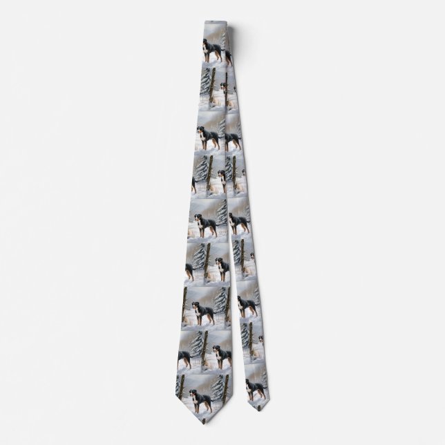 Greater Swiss Mountain Let It Snow Christmas Tie (Front)