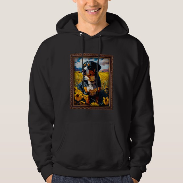 Greater Swiss Mountain Painting Sunflower Flower M Hoodie (Front)