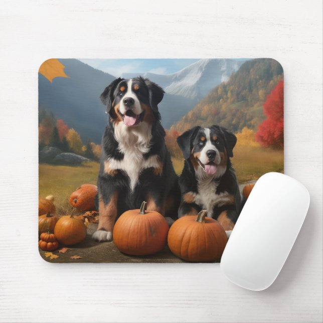 Greater Swiss Mountain Pup Autumn Delight Pumpkin Mouse Mat (With Mouse)