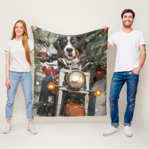 Greater Swiss Mountain Riding Motorcycle Christmas Fleece Blanket