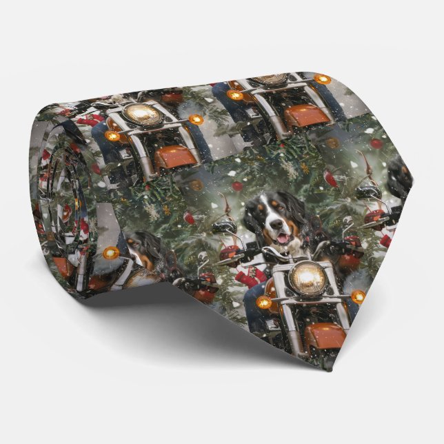 Greater Swiss Mountain Riding Motorcycle Christmas Tie (Rolled)