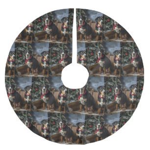 Greater Swiss Mountain Snowy Sleigh Christmas Brushed Polyester Tree Skirt